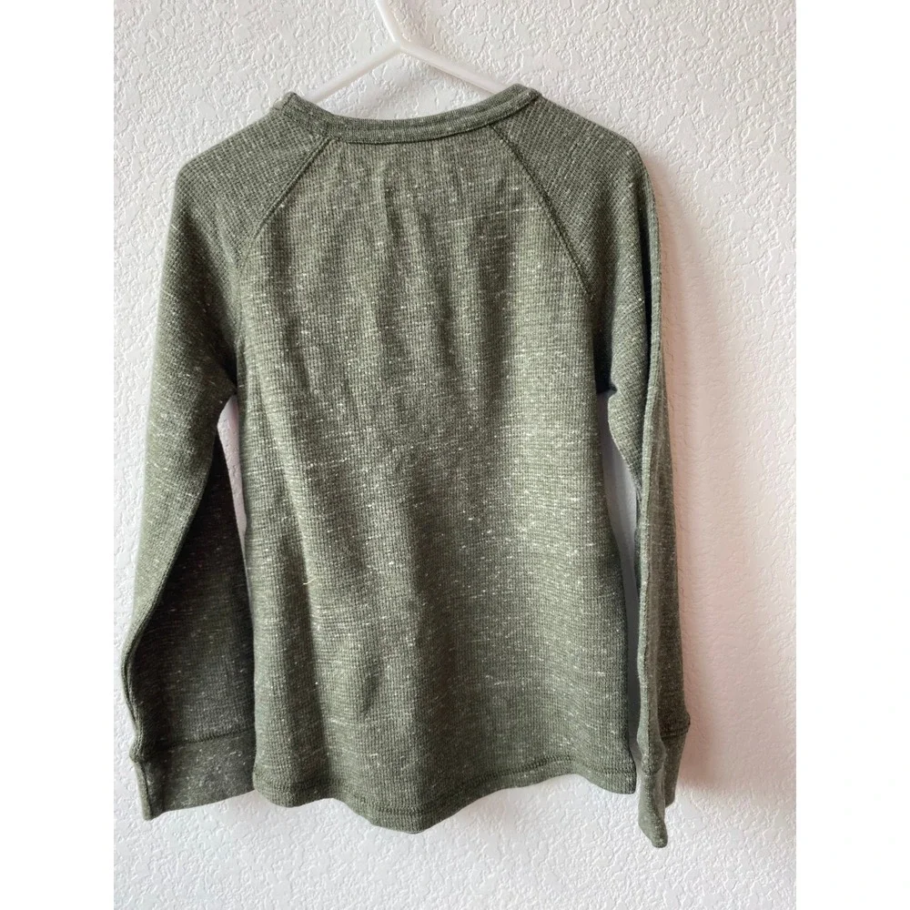 Okie Dokie Toddler Waffle Knit Gorpcore Long Sleeve Shirt Size 5T Green White
